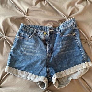 High waisted jean shorts